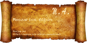 Meszarics Albin névjegykártya